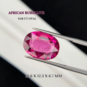 Lustrous 9.68 CT Natural Rubellite Tourmaline, Oval Faceted Pink Tourmaline, 16.6 x 12.3 x 6.7,  African Rubellite Pink Tourmaline, Hot Pink