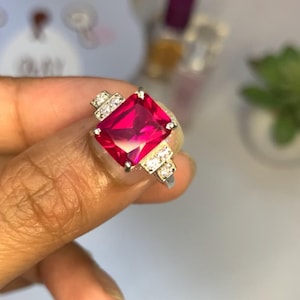 Art Deco Ruby Engagement Ring, Vintage Ruby Ring, Five stone Ring, July Birthstone Ring, Personalized Birthstone Jewelry for her
