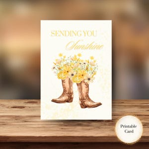 Sympathy Card | Sending Sunshine Card | Floral Greeting Card | Floral Sympathy Card | Yellow Flower Card  Western Card