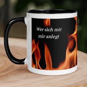 Black and white ceramic mug with black and white rim design, coffee and tea mug, gift idea, modern mug design, 11 oz, office mug