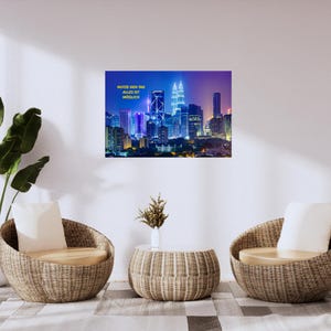 Poster Malesia di notte Quadro da parete "Cogli l'attimo, tutto è possibile" – poster motivazionale, poster di viaggio, decorazione per soggiorno e ufficio