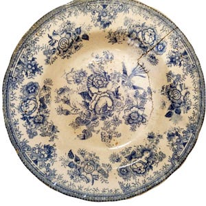 19th-Century Blue Floral Coimbra Dish – Antique Portuguese Pottery