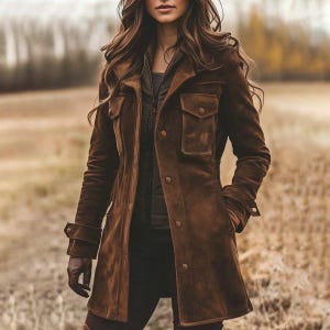 Bomber Donna Finta Pelle Scamosciata - Giacca Oversize Streetwear Con Risvolto, Stile Casual Chic - Foto 1