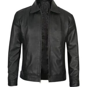 Men's Black Leather Jacket, Real Sheepskin Leather Jacket, Bikers Style Leather Jacket, Gift for him.