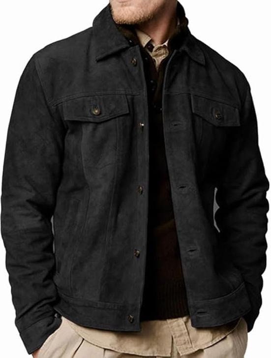 Vintage Leather Trucker Jacket Black - Etsy