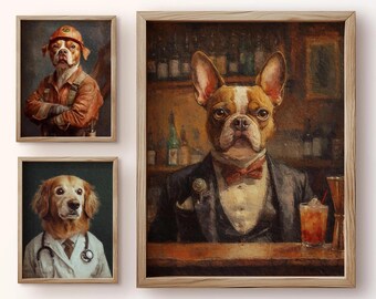 Retrato de mascota personalizado en estilo bohemio / Regalo para graduados universitarios / Arte para sala de estar / Regalo para estudiantes universitarios