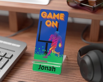 Personalized Football Phone Stand: Gamer Desk Decor, Sports Fan Gift