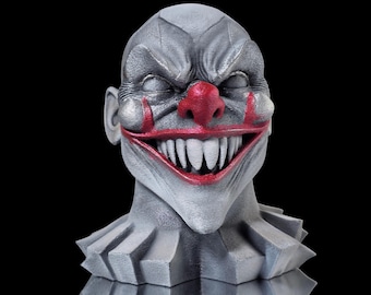 Evil Clown Sculpture - 3D Printed and Hand Painted and Airbrushed