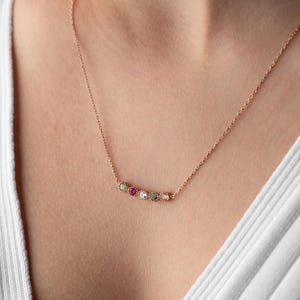 Custom Birthstone Necklace with Curb Chain, Multiple Birthstone Necklace, Curb Chain Necklace, Birthday Gift for Her, Gift for Women