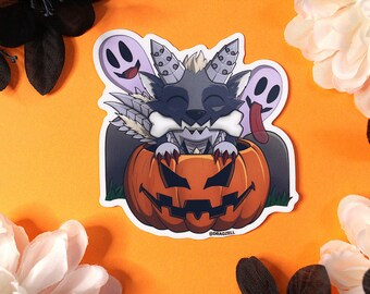 Black Monster Doggie Laminated Vinyl Sticker