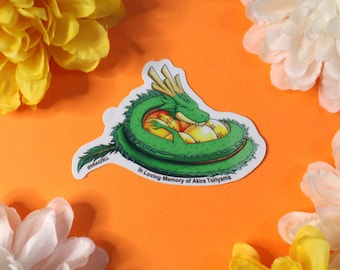 Baby Green Dragon Laminated Vinyl Sticker, Inspired by Akira Toriyama