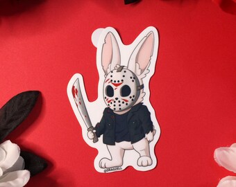 Jason Bun,  Laminated Vinyl Sticker, Inspired by Friday the 13th Movies