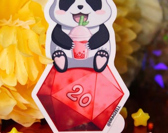 D20 Boba Panda Laminated Vinyl Sticker