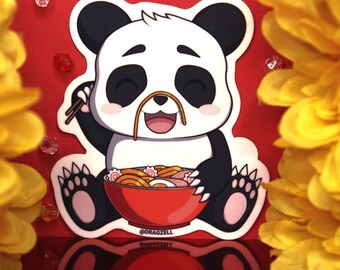Ramen Noodle Panda Laminated Vinyl Sticker