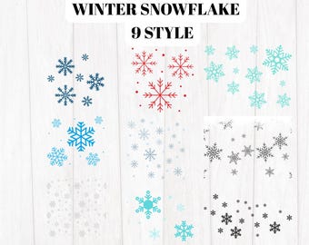 Winter Snowflake SVG Bundle | 9 Snowflake Designs | Christmas Cricut Files | Snowflake Clipart PNG JPG | Winter Decor Elements ,45 files