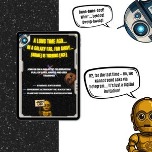 Invitation d'anniversaire inspirée de Star Wars | Téléchargement numérique | Modifiable sur Canvas | Invitation à une fête de la galaxie de l'espace