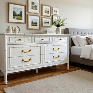 white lacquer dresser with gold hardware Lacquer Bamboo Dresser