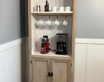 Refinished Coffee Station | Tile Backsplash Coffee Nook Cabinet