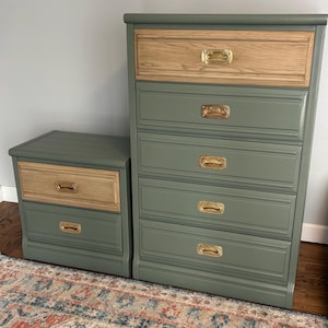 SOLD | Refurbished Solid Wood Dresser and Nightstand
