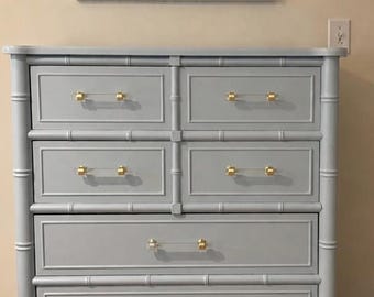 Henry Link Whitewashed Wicker Tall Chest – Vintage Coastal Dresser