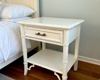 SOLD | Vintage Dixie Aloha Faux Bamboo Nightstand: Henry Link Style