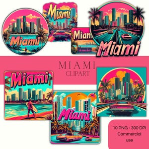 Miami Clipart | Florida Clipart | Urlaub Grafiken | Miami PNG | Sommer Stimmung Clipart | Städte Clipart | Miami PNG-Bundle | Miami Aufkleber