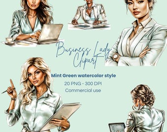 Business Lady Clipart | Lady boss Clipart | Business Woman clipart | Entrepreneur Clipart | Office Lady Clipart | Watercolor Business PNG