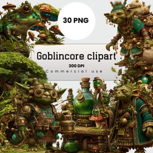 Clipart de Goblincore, Bosque Encantado, Criaturas de Cuentos de Hadas, PNG de estilo Cottagecore para Artesanos, POD, Uso Comercial, Descarga Digital