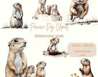 Clipart chien de prairie | Art chien de prairie | Chien de prairie PNG | Graphiques d'animaux de zoo | Bébés animaux PNG | Chien aquarelle | Cadeau chien de prairie | PNG