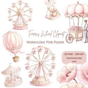 Imágenes prediseñadas de rueda de la fortuna / Gráficos de niña bebé / Imágenes prediseñadas de baby shower / Babyshower rosa / Boda con rueda de la fortuna / Carta natal de bricolaje / Rueda de la fortuna PNG