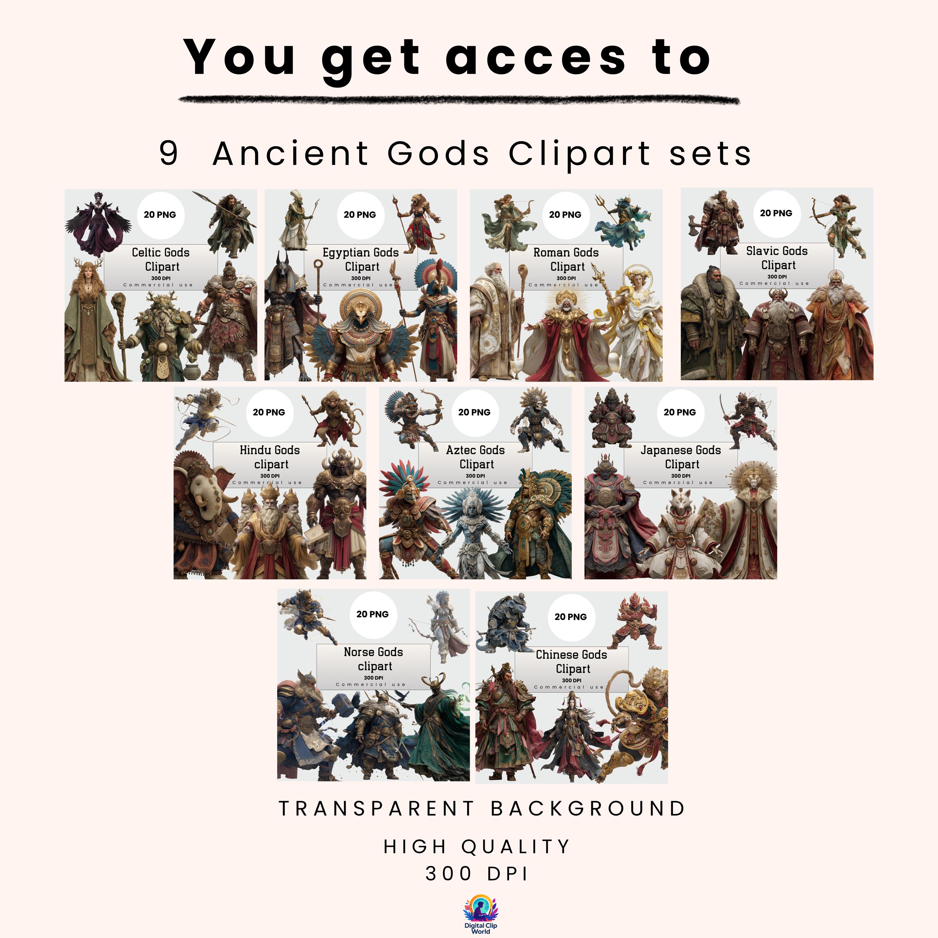 World Mythology Gods Mega Bundle PNG, Norse Egyptian Roman Celtic ...