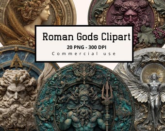 Roman Gods Clipart, Ancient Mythological, Fantasy Journals and Mystical Art, Commercial use, Digital Download