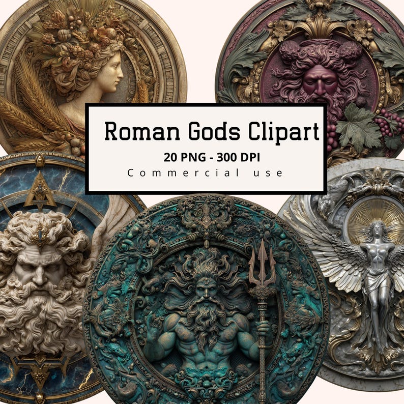 Roman Gods Clipart, Ancient Mythological, Fantasy Journals and Mystical ...