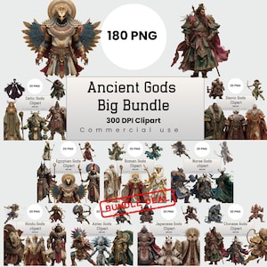 Wereldmythologie goden megabundel PNG, Noors Egyptisch Romeins Keltisch Slavische hindoe Japanse Chinese goden, clipart voor POD, commercieel gebruik.