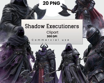 Shadow Executioner Clipart, Dark Fantasy Warrior, Gothic Characters PNG for Crafters, POD, Commercial Use, Digital Download