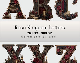 Medieval Alphabet, Illuminated Letters, Letter art, Forest Font, A-Z Letters png, Sublimation, Commercial Use, Digital Download
