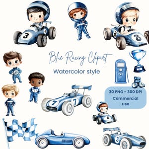 Rennwagen Clipart | Aquarell Rennauto | Baby Boy Sport Cars | Rennauto Kinderzimmer | Blaues Rennauto PNG | Blauer Rennwagen-Geburtstag | Jungen Clipart
