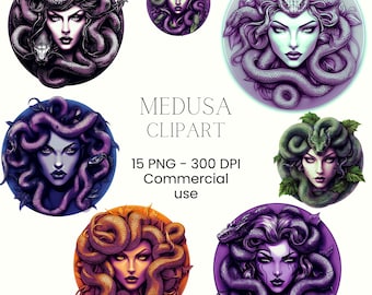 Medusa Clipart | Mythological PNG | Dark Mythology | Medusa PNG | Greek Mythology Clipart | Whimsical Wonder | Dark Mythology | Junk Journal