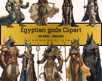Egyptian Gods Clipart, Ancient Egypt Mythology, Scrapbook Journals and Fantasy Art, Commercial use, Digital Download