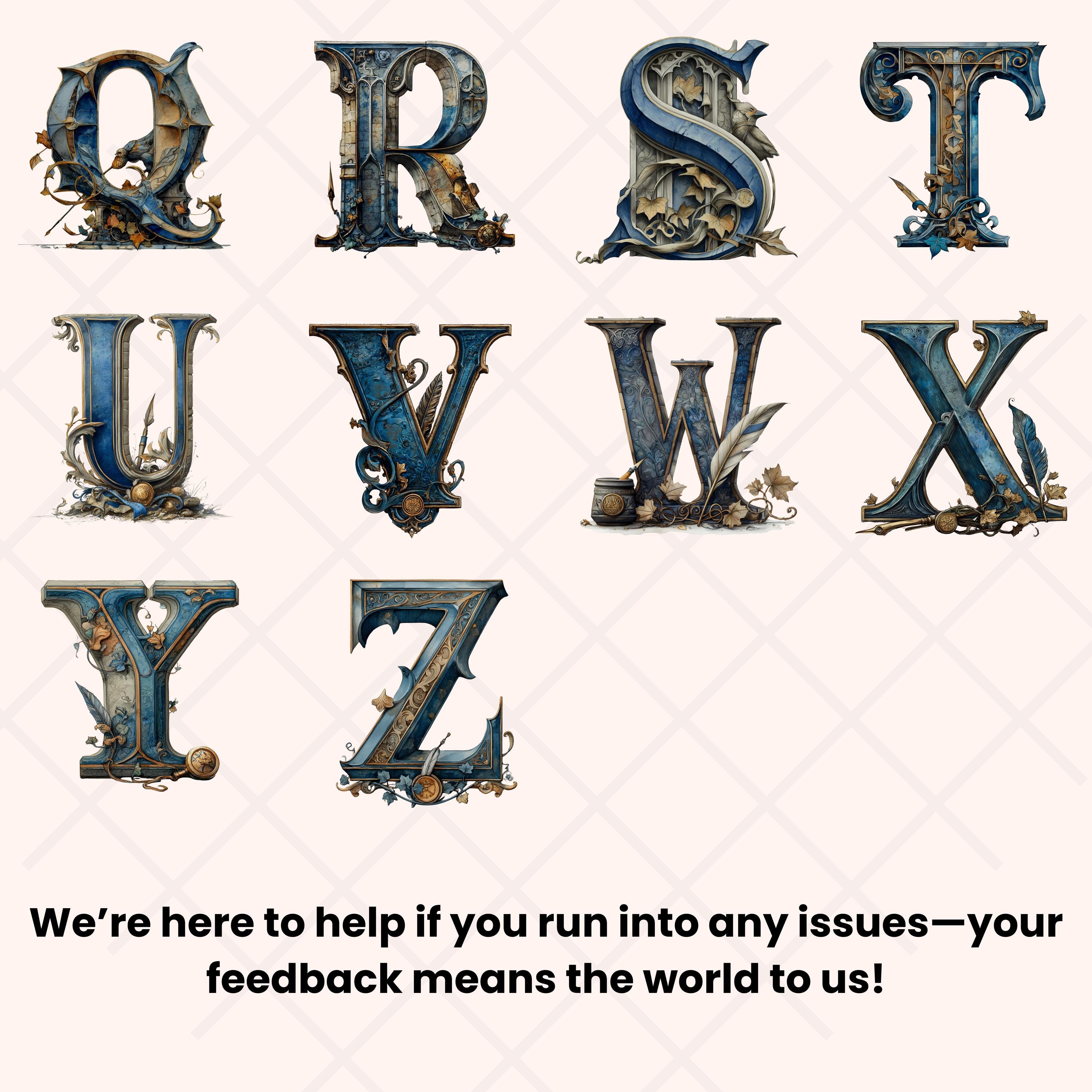 Medieval Alphabet, Illuminated Letters, Fantasy Font, A-Z Letters Png ...
