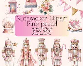 Nutcracker Clipart, Pink Pastel Christmas png, Fairy Tale Clipart, Xmas Graphics, Holiday Nutcracker, Commercial Use, Digital Download