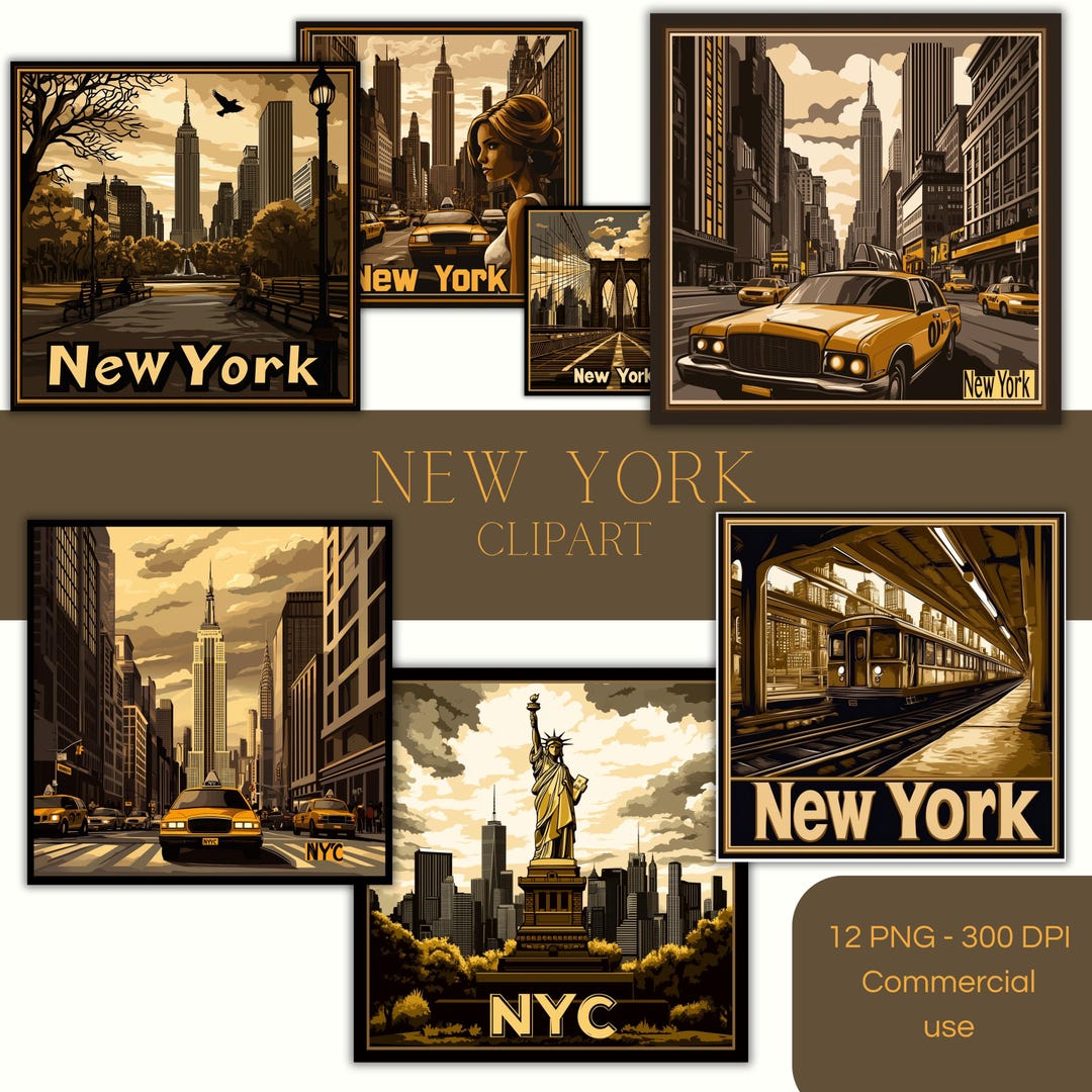 New York Clipart | NYC Skyline Clipart | Statue of Liberty Clipart ...