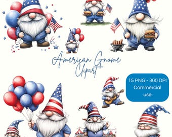 Amerikaanse kabouters-clipart | Patriottische kabouter, png-bestand | Kabouter op 4 juli | Feestkabouter | Kabouter Onafhankelijkheidsdag | Clipart Onafhankelijkheidsdag
