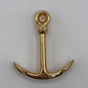 Vintage Gold Tone Anchor Nautical Sailor Brooch Pin