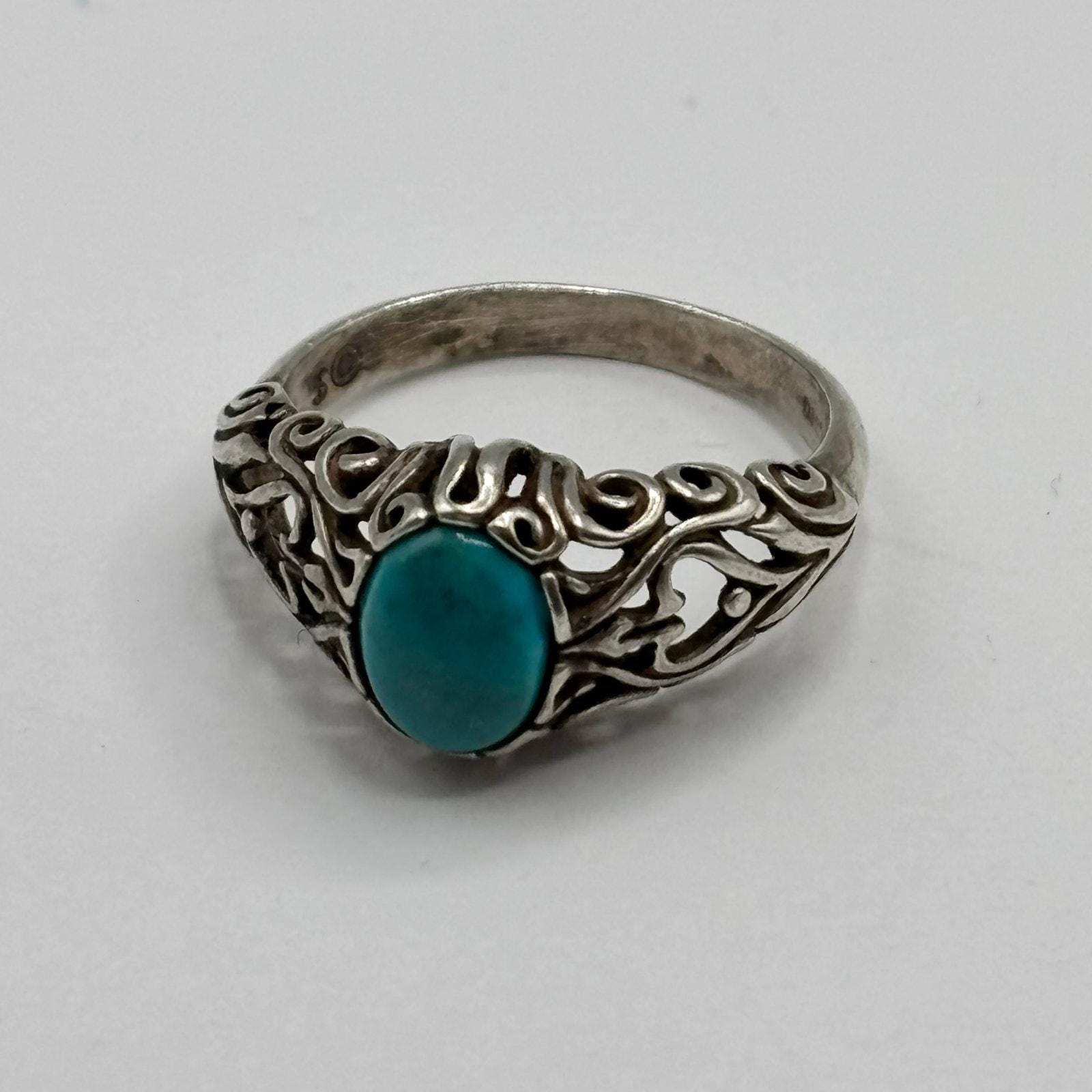Sterling Sleeping Beauty Turquoise Filigree Ring - Dakota West - Etsy