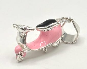 Vintage Sterling Silver 925 Pink Enamel Moped Scooter Motor Bike Pendant Charm