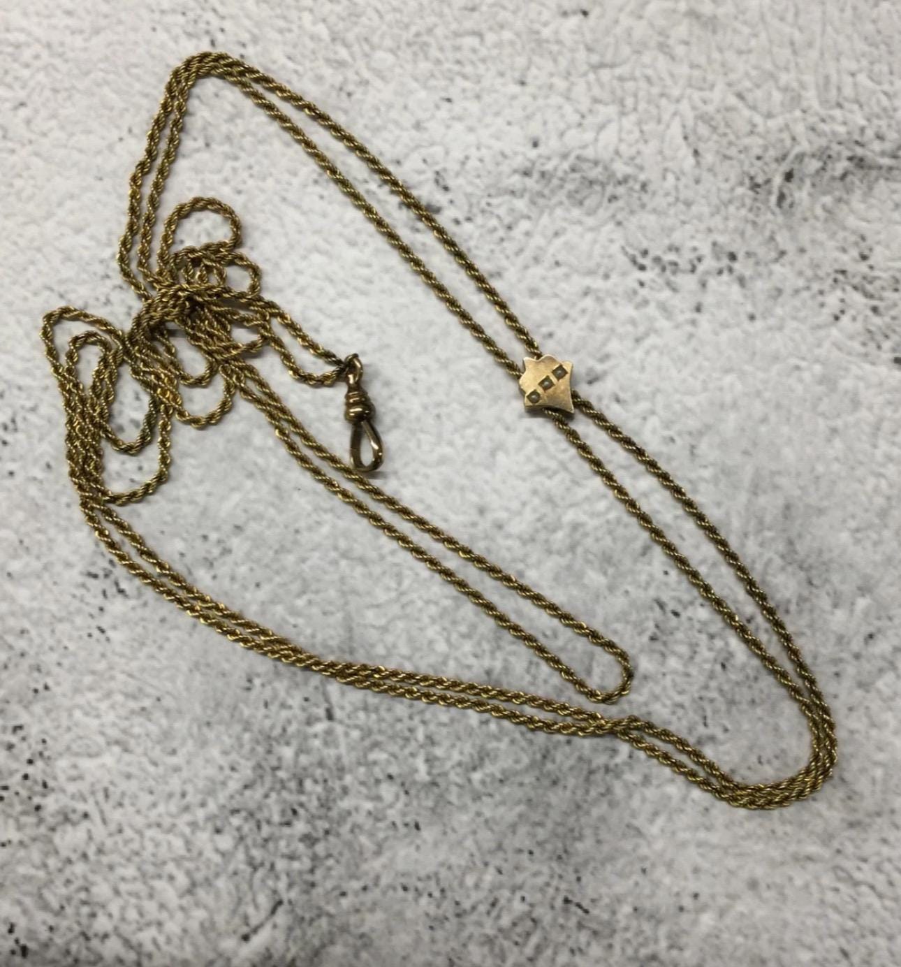 Antique Simmons Gold Filled Seed Pearl Slide Pocket Watch Double