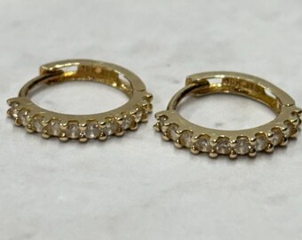 10k Yellow Gold Cz Mini Hoop Earrings #22707 - Etsy 10K Yellow Gold CZ Mini Hoop Earrings #22707 main image 1