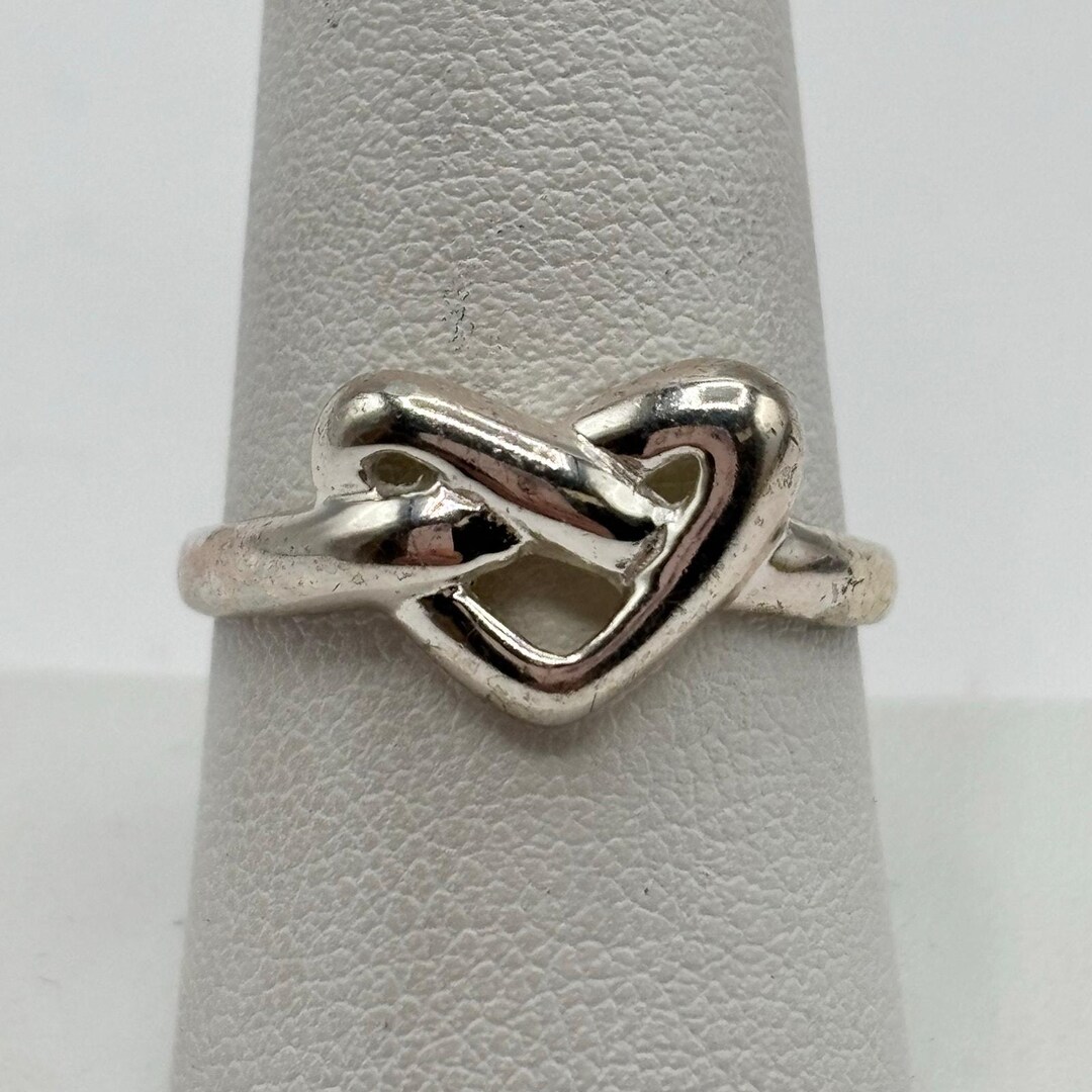 Vintage Sterling Silver 925 Love Heart Knot Ring 8.5 - Etsy