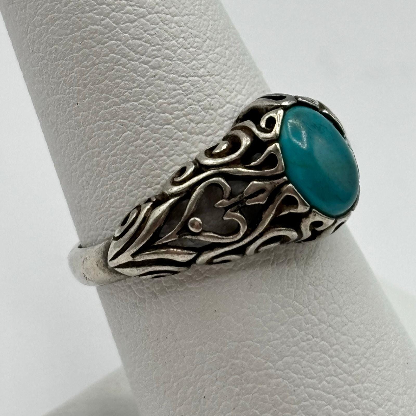 Sterling Sleeping Beauty Turquoise Filigree Ring - Dakota West - Etsy